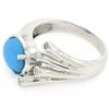 Image 4 : 14kt White Gold 1.23 ctw Cabochon Turquoise and Diamond Cocktail Ring