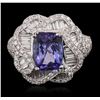 Image 2 : 18KT White Gold 3.35 ctw Tanzanite and Diamond Ring
