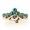 Image 3 : Antique 14kt Rose Gold Round Turquoise and White Enamel Swirl Flower Brooch