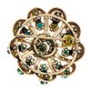 Image 5 : Antique 14kt Rose Gold Round Turquoise and White Enamel Swirl Flower Brooch
