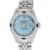 Image 2 : Rolex Ladies Stainless Steel Blue Diamond & Channel Set Sapphire Datejust Wristw