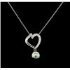 Image 1 : 0.19 ctw Pearl and Diamond Pendant - 14KT White Gold