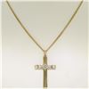 Image 2 : Antique Esemco 14kt Two Tone Gold Diamond Cross Pendant Necklace