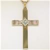 Image 4 : Antique Esemco 14kt Two Tone Gold Diamond Cross Pendant Necklace