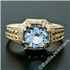 Image 2 : Art Deco 14kt Yellow Gold 1.45 ctw Round Aquamarine Solitaire Ring
