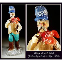 CZECH VINTAGE ART GLASS FIGURE MAN WITH #1031981