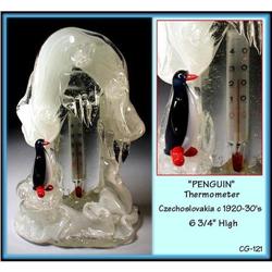 CZECH VINTAGE ART GLASS PENGUIN / THERMOMETER #1031996