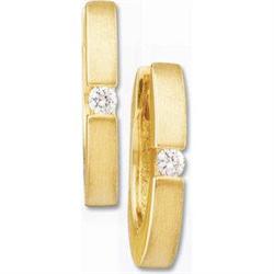 14K YELLOW GOLD HOOP EARRINGS w DIAMOND! #1032015