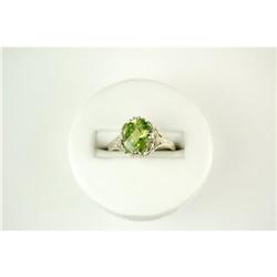 ANTIQUE Style WHITE Gold Ring PERIDOT 2.50 #1032017