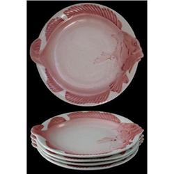 Majolica Pink Fish Plate Set (4) #1032377