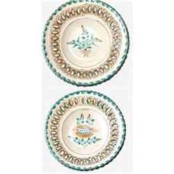 Pair of Hungarian Folk Art Pottery Plates #1032595