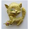 Image 1 : Gold Cat Pin with Jewels #1032633