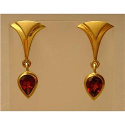 Earings  9ct.  Gold  &  Garnet  Art-deco  Style#1041500