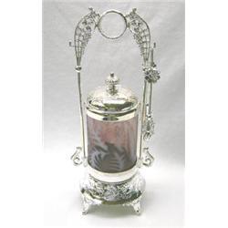 Pickle Castor Silvertone Frame Amethyst Insert #1041505