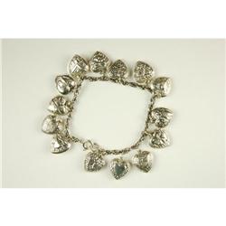  STERLING  CHARM BRACELET 14  HEART CHARMS #1041835