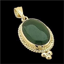 14k  Gold Pendant GREEN JADE #1041838