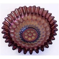 Fenton Coin Dot Crimped Carnival Glass Bowl #1042173