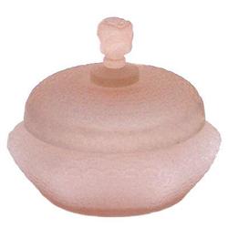 Pink Satin Glass Rose Finial Powder Jar #1042178