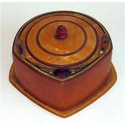 Art Deco Amber Bakelite Jeweled Powder Jar #1042188