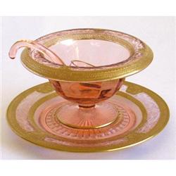 Cambridge Pink Depression Glass 3 Pc Mayo Set #1042195