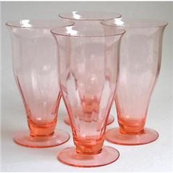  Pink Depression Glass Footed Tumbler Set (4) #1042205