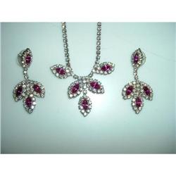 Rhinestone and Cranberry Glass Necklace and #1042225