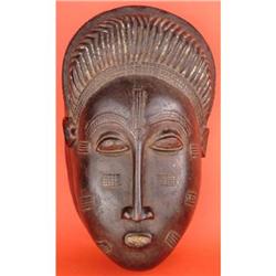 African Antique Mask, Authentic Baule Tribe #1042355