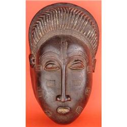 African Antique Mask, Authentic Baule Tribe #1042355