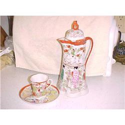 Geisha Chocolate pot with demie cup and saucer #1042586