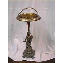 Brass Smoke Stand With Cherub Figure #1042719