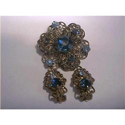 Rhinestone Brooch And Earrings #1042721