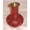 Image 1 : Cinnabar Vase, Red on Dark Red Hand Carved #1050975