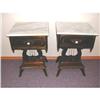 Image 1 : Unique Marble Top Lyre Base Side Tables #1050988