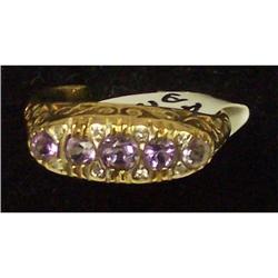 10K AMETHYST  & DIAMOND  RING SIZE 6 #1051447