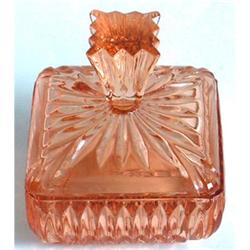 Czech Elegant Pink Art Deco Glass Powder Jar #1051612