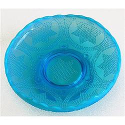 Star of David Blue Opalescent Beaded Glass Bowl#1051722