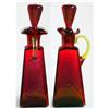 Image 1 : Ruby Glass Tall Square Cruet Yellow Handle #1051749