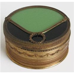 APOLLO Ormolu Jadeite Black Glass Dresser Jar #1051907