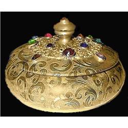 APOLLO Ormolu, Glass Jeweled Dresser Jar #1051912