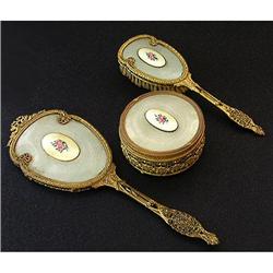 Ormolu and Guilloche Enamel Dresser Set #1051919