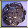 Image 1 : NOUVEAU SCULPTED HEAD BUTTON W MARCASITES 19C #1052306