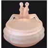 TWINS Pink Satin Glass Art Deco Powder Jar #1059393