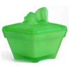 Green BASSET HOUND Satin Glass Dresser Jar #1059441