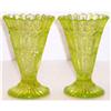 Image 1 : Henry Greener Vaseline Glass Vases (2) #1059447