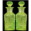 EAPG Boston Sandwich Vaseline Glass Decanters #1059471