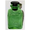 Green Depression Glass Lotion Bottle Black Top #1059491