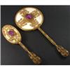 APOLLO Brass Jeweled Hand Mirror and Hair Brush#1059619