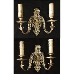  Pair of Two-Light Bronze Sconces #1059768