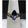Estate Vintage Blue Glass Ring Yellow Gold #1059916