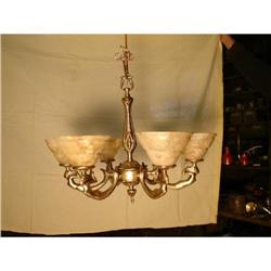 All cast bronze and alabaster chandelier #1059932